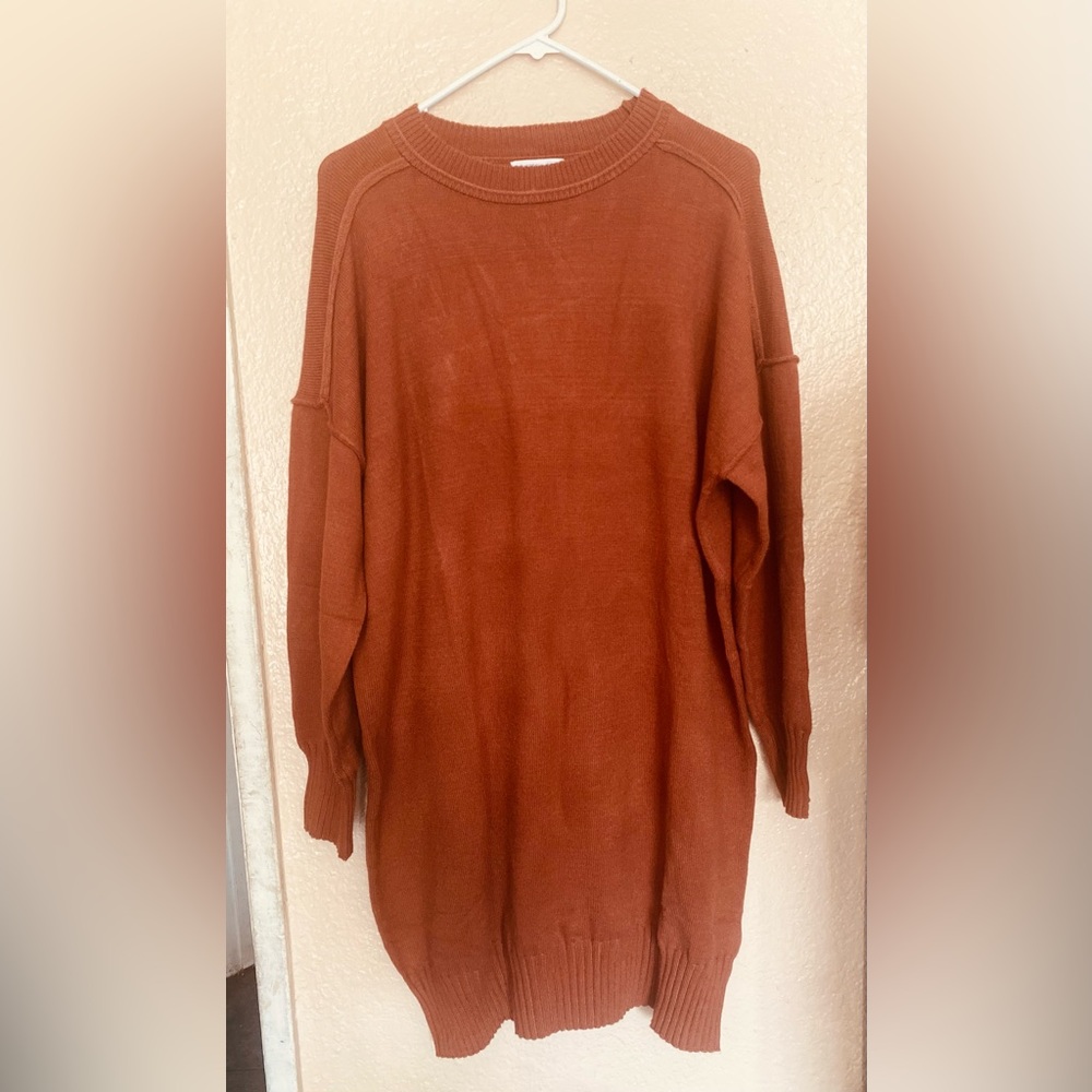 Rust Orange Long sleeve Knit Dress Size XL